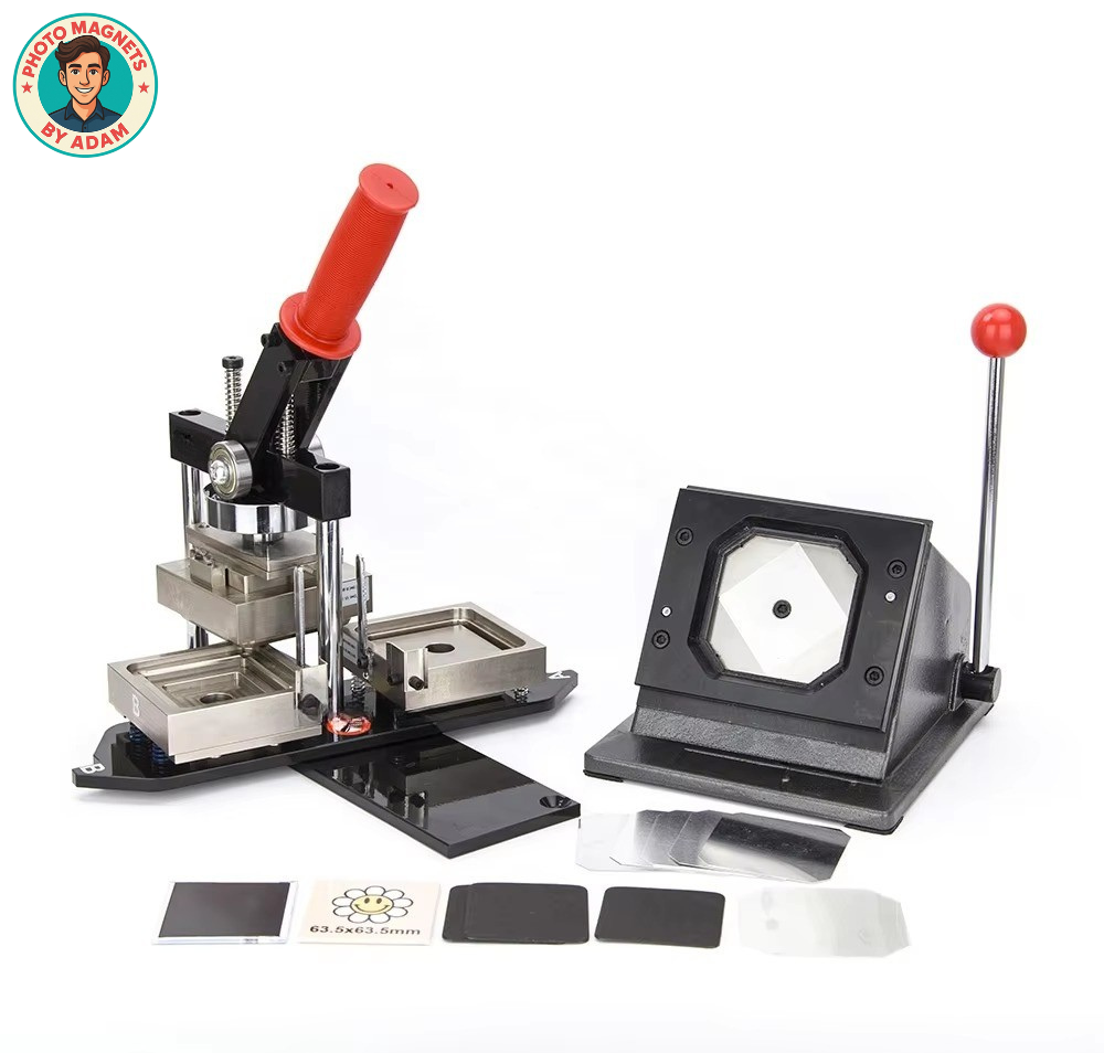 Fridge Magnet Maker Machine Kit w/ Cutter & 1,000 Supplies – 2.5″ × 2.5″ in (63.5 × 63.5 mm)