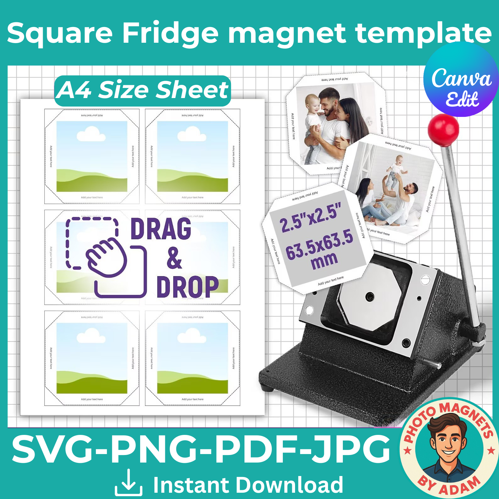 Square 2.5" x 2.5" Canva Printing Templates