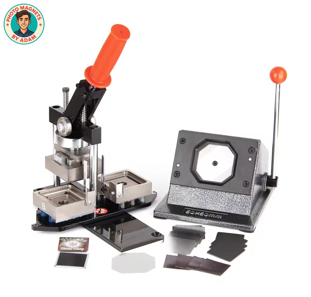 Fridge Magnet Maker Machine Kit w/ Cutter & 1,000 Supplies – 2″ × 2″  in (50 × 50 mm)